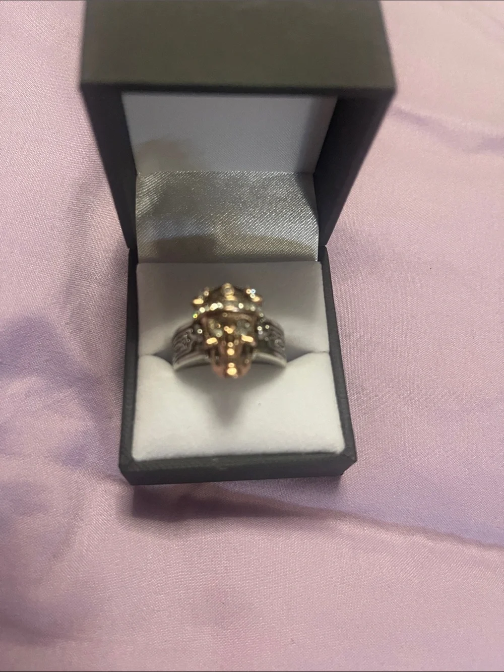 New Men’s Copper & Silver toned Skull Ring -size 11